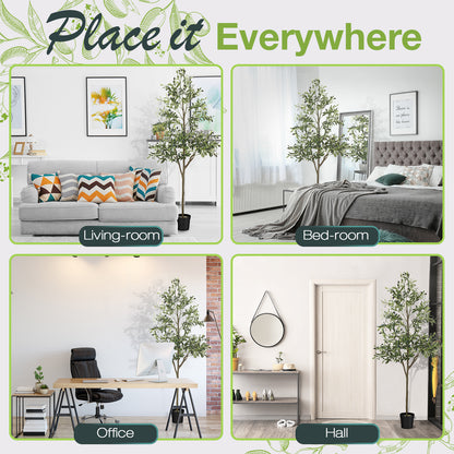 Artificial Plants with Natural Wood Trunk and Lifelike Fruits for Home Office Decor
